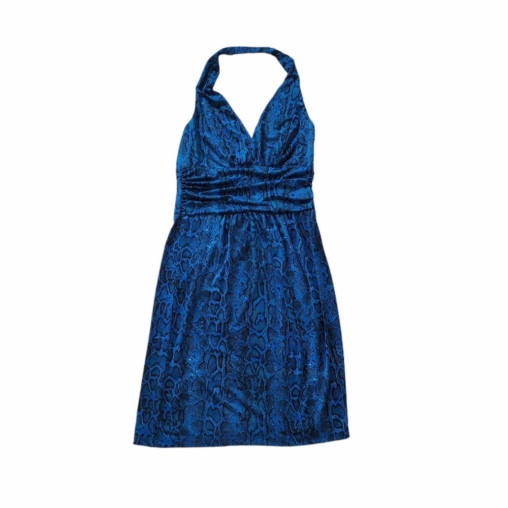 Blue Snake Dress with Halter Strap M